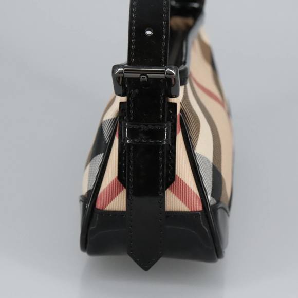 BURBERRY Nova Check Shoulder Bag PVC Beige Silver Auth 96954 - Picture 4 of 16